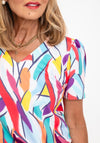 Leon Collection V Neck Printed Top, Multi-Coloured