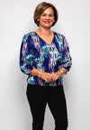 Yew V Neck Animal Print Top, Purple Multi