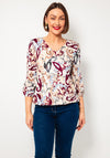 Yew V Neck Printed Top, Multi-Coloured
