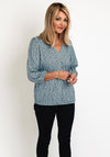 Leon Collection V Neck Blouse, Blue