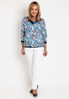 Leon Collection Mixed Animal Print Top, Royal Multi