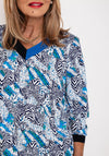 Leon Collection Mixed Animal Print Top, Royal Multi