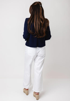 Yew Short Cropped Sleeves Jacket, Navy
