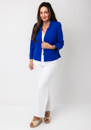 Yew Short Cropped Sleeves Jacket, Royal Blue