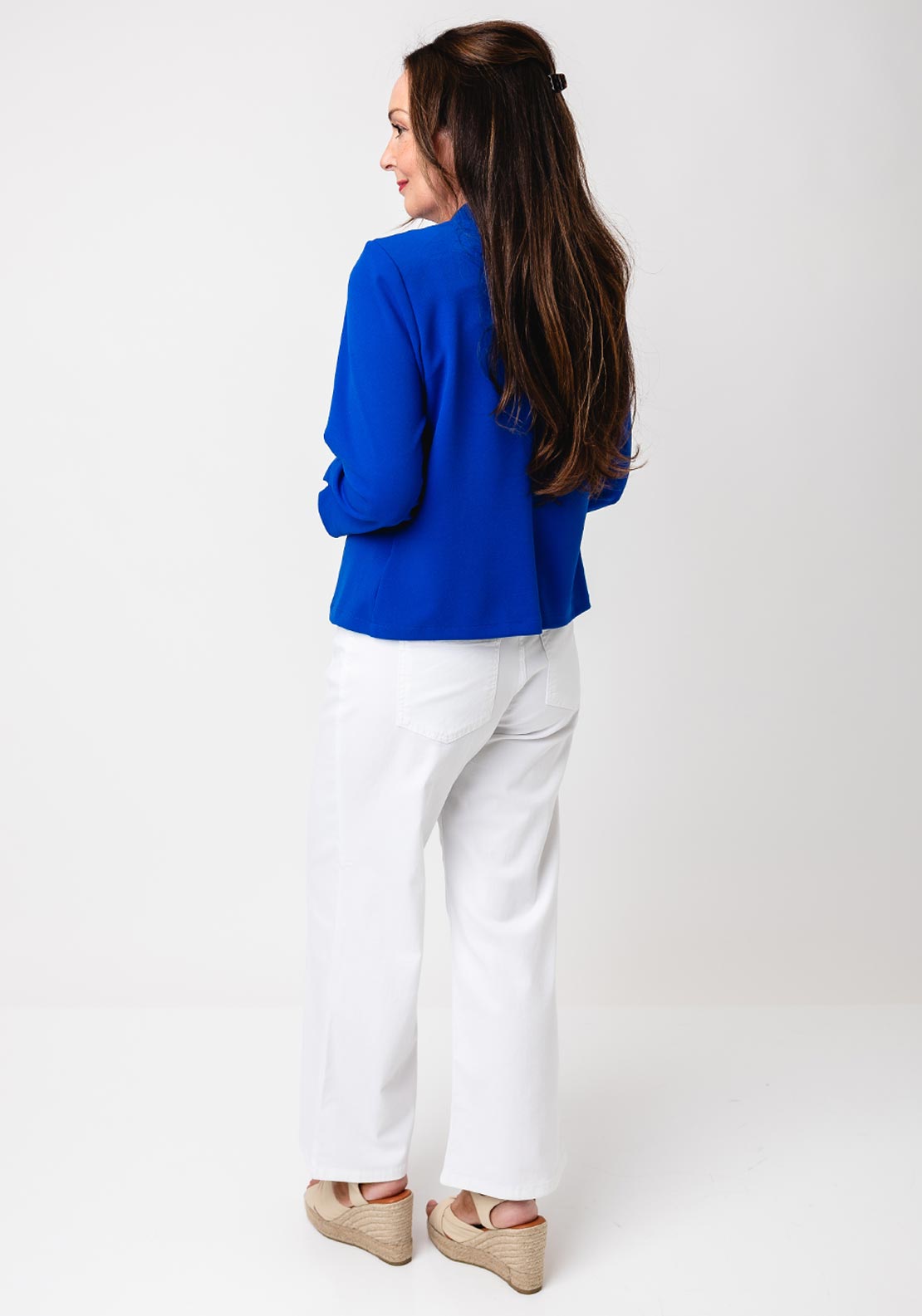 Yew Short Cropped Sleeves Jacket, Royal Blue