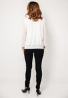 Leon Collection V Neck Sheer Sleeve Top, White