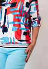 YEW Printed Collar Detail Cropped Sleeve Top, Red