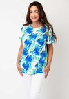 Yew Abstract Print Wrap Design Top, Blue and Green
