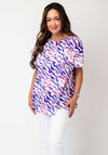 Yew Abstract Print Wrap Design Top, Pink