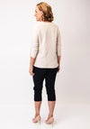 Yew V Neck Cropped Sleeve Top, Beige