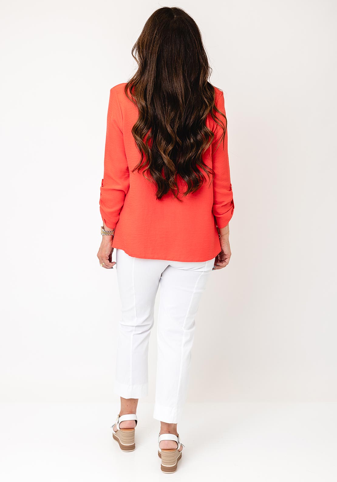 YEW V-Neck Blouse, Coral