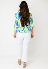 Yew Abstract Print V-Neck Top, Lime Green