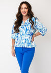 Yew Animal Print Round Neck Top, Teal
