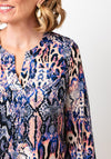 YEW Animal Print Round Neck Top, Blue