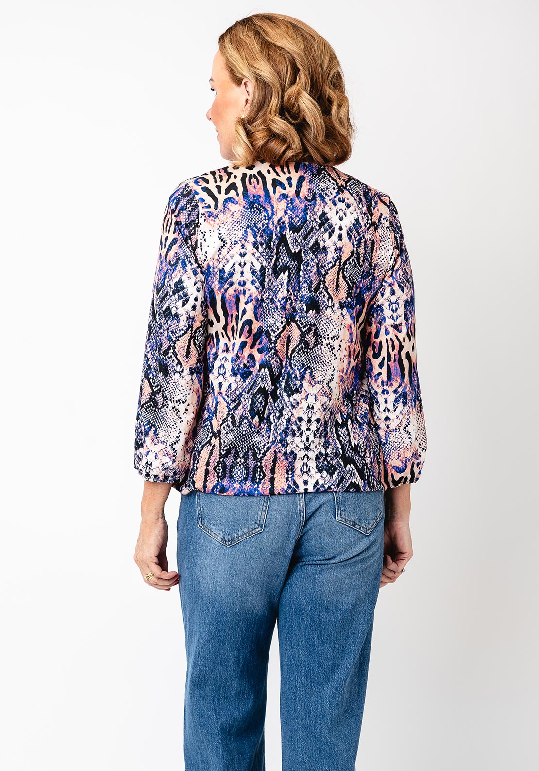 YEW Animal Print Round Neck Top, Blue