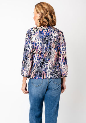 YEW Animal Print Round Neck Top, Blue