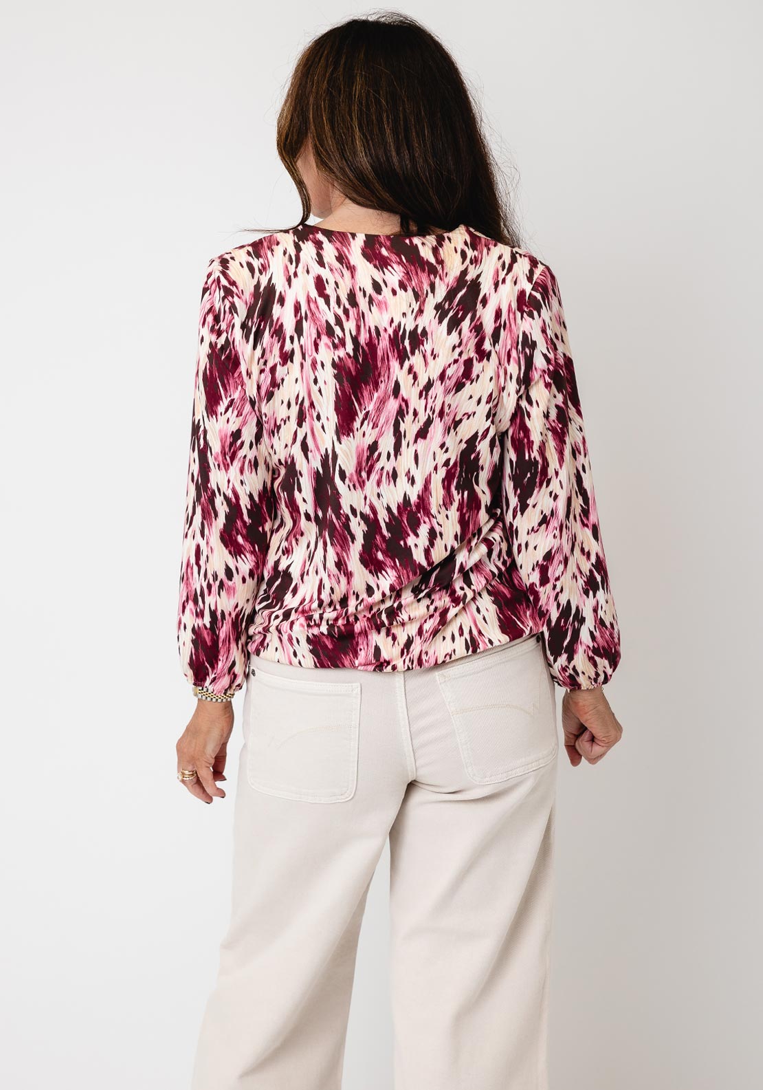 Yew Mixed Abstract Print Blouse, Pink Multi