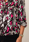 Yew Mixed Animal Print Blouse, Black Multi