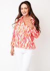 YEW Abstract Print with Collar Blouse, Pink Multi
