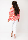 YEW Abstract Print with Collar Blouse, Pink Multi