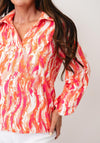 YEW Abstract Print with Collar Blouse, Pink Multi