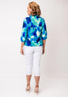 Yew Blurred Print Collar Blouse, Green and Blue