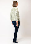 Yew Animal Print Collar Blouse, Green & White