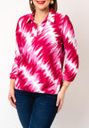 Yew Marble Print Collar Blouse, Pink & White