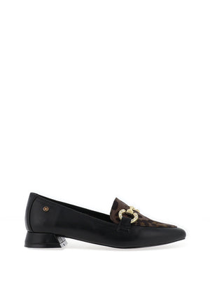 Zanni & Co Dalat Pointed Heeled Animal Loafers, Black