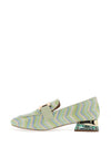 Zanni & Co. Laocai Printed Heeled Loafers, Aqua Zig Zag