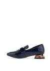 Zanni & Co. Laocai Faux Patent Heeled Loafers, Navy