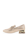 Zanni & Co. Laocai Printed Heeled Loafers, Gold Zig Zag
