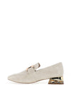 Zanni & Co. Laocai Printed Heeled Loafers, Cream