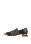Zanni & Co. Laocai Printed Heeled Loafers, Soft Forest Green
