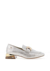 Zanni & Co. Laocai Metallic Heeled Loafers, Silver