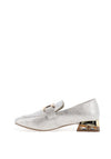 Zanni & Co. Laocai Metallic Heeled Loafers, Silver