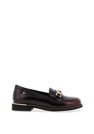 Zanni & Co Phan Thiet Gold Buckle Patent Loafers, Wine