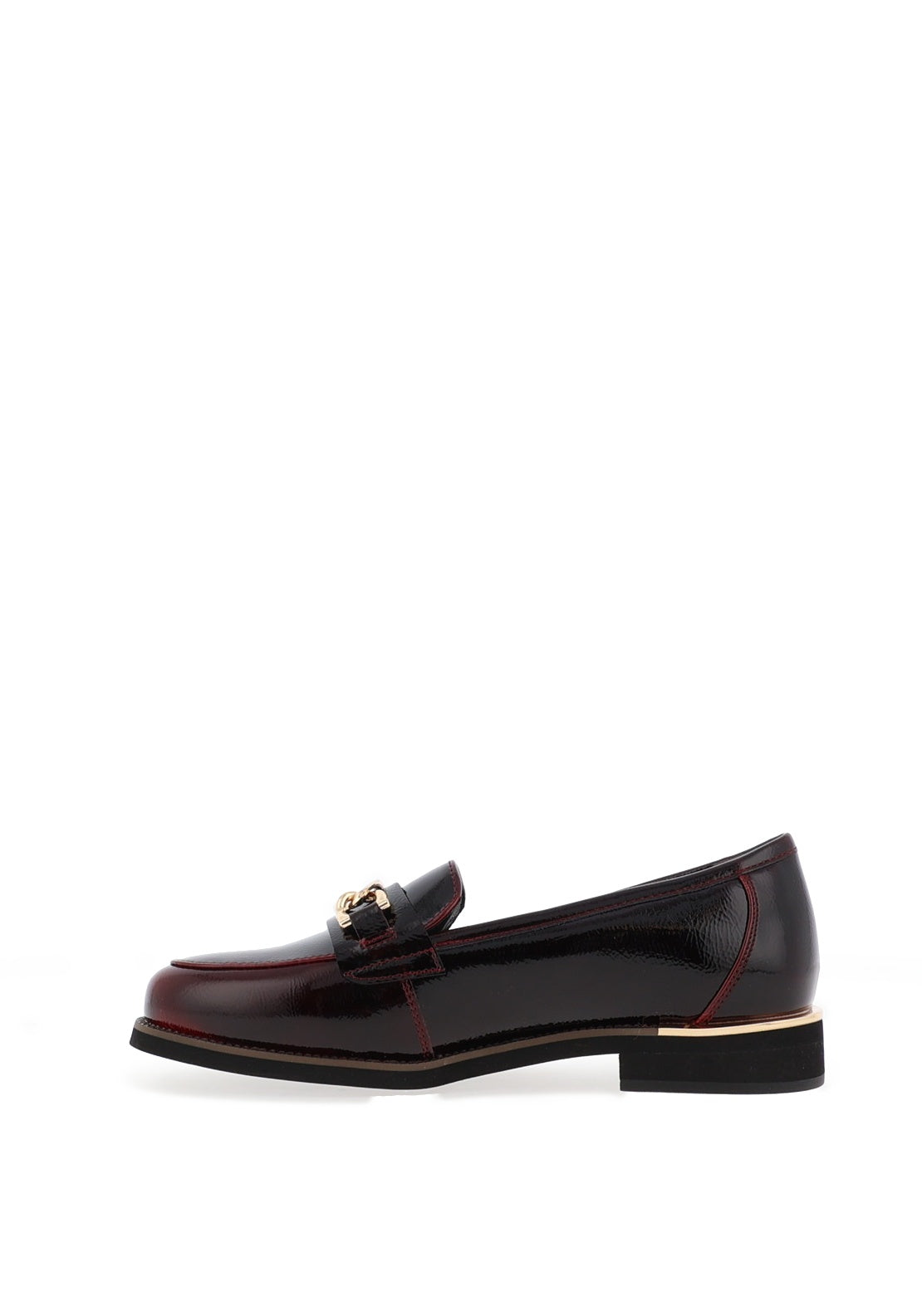 Zanni & Co Phan Thiet Gold Buckle Patent Loafers, Wine