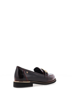 Zanni & Co Phan Thiet Gold Buckle Patent Loafers, Wine