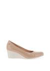 Zanni & Co. Ruwais Faux Patent Leather Wedge Shoes, Nude