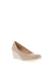 Zanni & Co. Ruwais Faux Patent Leather Wedge Shoes, Nude