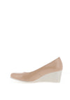 Zanni & Co. Ruwais Faux Patent Leather Wedge Shoes, Nude