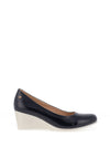 Zanni & Co. Ruwais Faux Patent Leather Wedge Shoes, Navy
