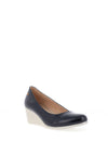 Zanni & Co. Ruwais Faux Patent Leather Wedge Shoes, Navy