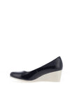 Zanni & Co. Ruwais Faux Patent Leather Wedge Shoes, Navy