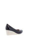 Zanni & Co. Ruwais Faux Patent Leather Wedge Shoes, Navy