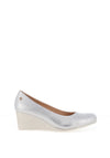Zanni & Co. Ruwais Faux Metallic Leather Wedge Shoes, Silver