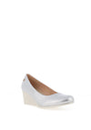 Zanni & Co. Ruwais Faux Metallic Leather Wedge Shoes, Silver