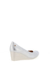 Zanni & Co. Ruwais Faux Metallic Leather Wedge Shoes, Silver