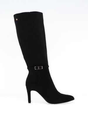 Zanni & Co Faux Suede Heeled Knee High Boots, Black